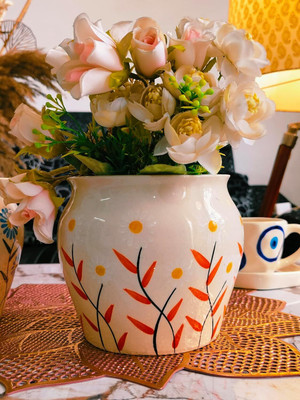 Niyara Earthern bloom pot 6 inches Plant Container Set(Ceramic)
