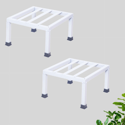 VINAMRA28 Premium Heavy Metal Pot Stand For Outdoor/Indoor Plants White-set of 2 Plant Container Set(Pack of 2, Metal)