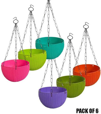 Funtastik Virajsanchi Hanging Pot Pack of 6 Plant Container Set(Pack of 6, Plastic)