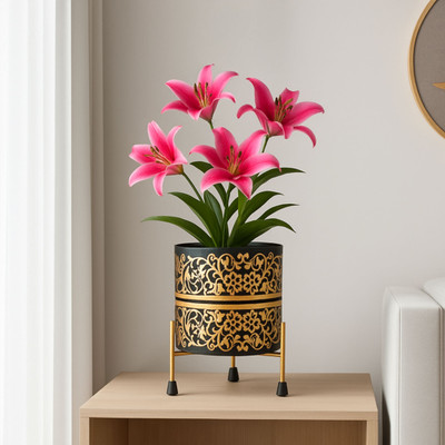 Titir Golden Metal Pot for Plant| Plant stand for Home & Kitchen|6 inch Plant Container Set(Metal)