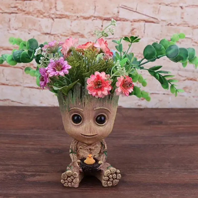 Dhruvkart Handcrafted Resin Baby Groot Creative Succulent Flower Pots Plant Container Set(Poly-Resin)