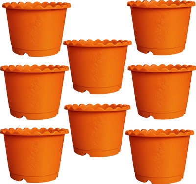 Jahasar 8 inch Good Qulity Pot Indoor / Outdoor Gardening Balcony Terrace Plant Container Set(Pack of 8, Plastic)