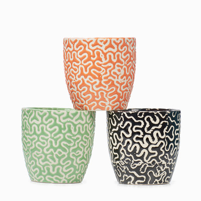 Zeemokad Multicolor Ceramic Pots Meadium Size Pack of-3 Plant Container Set(Pack of 3, Ceramic)