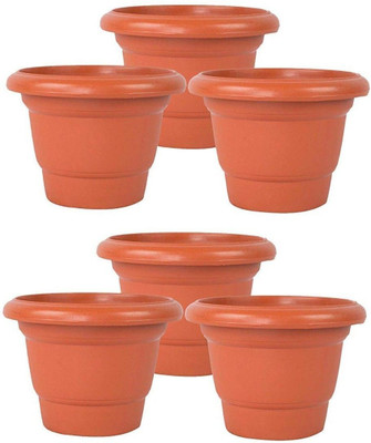 KIRTI Pack Of 6 (8 inches gamla) (Pots) For Home Decorative Plant Container Set Plant Container Set(Pack of 6, Plastic)