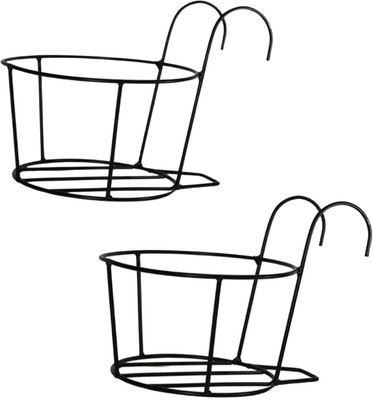 Cinagro Metal Hanging Planters, Flower Pot Holder for Railing, Hanging Metal Baskets Plant Container Set(Pack of 2, Metal)