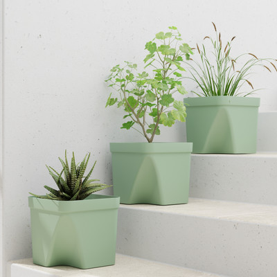 FORWAY Square Pots|Unique Design|Indoor and Outdoor Flower Pot for Home/Garden/Balcony Plant Container Set(Pack of 3, Plastic)