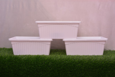 Planters 14 Inch Jupiter Solid Look, Feel Window Planter Set for Home and Balcony Garden Plant Container Set(Pack of 3, Plastic)
