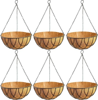 Garden King 8 Inch Coir Hanging Basket Plant Container Set(Pack of 6, Metal)
