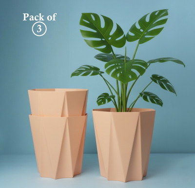 DECORHUB Decorative 3 pcs 10 inch big size flower pots plant pots gamle home Plant Container Set(Pack of 3, Plastic)