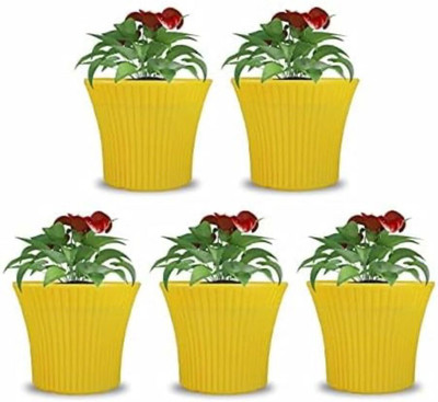 blooming furnancy Sunrise Plastic Flower Pots, 12 Inch Planters for Balcony, Garden, Outdoor Plant Container Set(Pack of 5, Plastic)