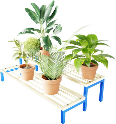 milad 2-tier planter white blue Plant Container Set(Pack of 2, Metal)