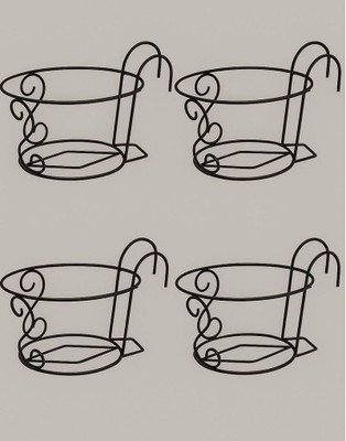 ArsAnabi Metal Railing Hanging Baskeet -set of 4 use for balcony , gardens area Plant Container Set(Pack of 4, Metal)