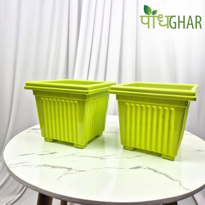 podhghar Terra Pot Plant Container Set(Pack of 2, Plastic)