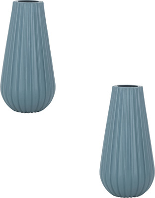 Garden's Need Unique Design Fancy Ocean Blue 8 Inch Omega Planter Flower Pot - Set of 2 Plant Container Set(Pack of 2, Plastic)