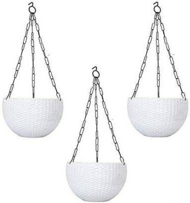 Besttrader Design Hanging Euro Basket For Indoor and Outdoor with Chain Plant Container Set Plant Container Set(Pack of 3, Plastic)