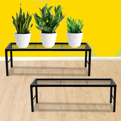 Iron Lands Elegance High Step Pot Stand Premium Heavy Duty Indoor Outdoor Flower Pot Stand Plant Container Set(Pack of 2, Metal)