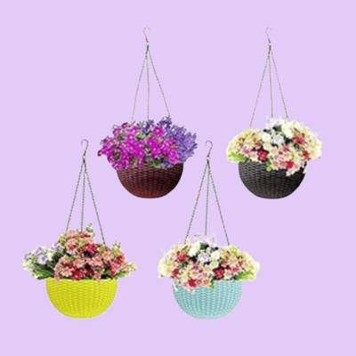 Funtastik Virajsanchi Hanging Pot Pack of 4 Plant Container Set(Pack of 4, Plastic)