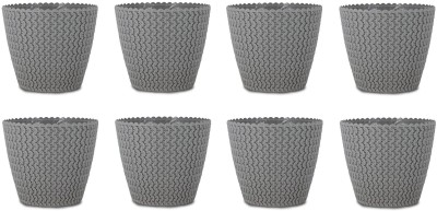 Kritika Enterprise Stylish And Unique Grey Color Plant Container Set(Pack of 8, Plastic)
