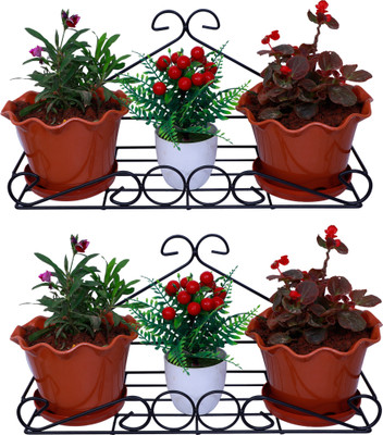 D&V ENGINEERING Wall-Mount Plant Stand | Hanging Planter Pot Bracket for Home and Garden Plant Container Set(Pack of 2, Metal)