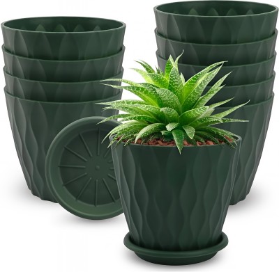 Riyon Plastic Flower Pots for Home Planters,Terrace,Garden Suitable for Home pack of 5 Plant Container Set(Pack of 5, Plastic)