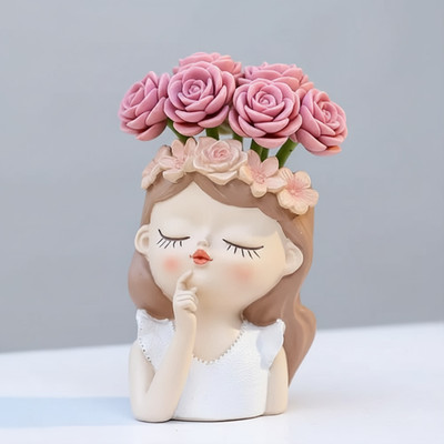 URBAN NEST CREATIONS Cute Garden Fairy Flower Pot | Indoor & Outdoor | Home, Balcony & Office Decor Plant Container Set(Poly-Resin)