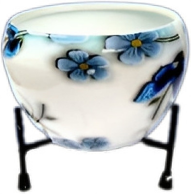 Bharat Vumi Apple pot with iron stand Plant Container Set(Ceramic)