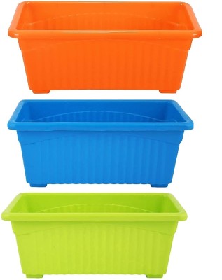 Ramanuj 14 Inch Jupiter Solid Look, Feel Window Planter Set for Home and Balcony Garden Plant Container Set(Pack of 3, Plastic)