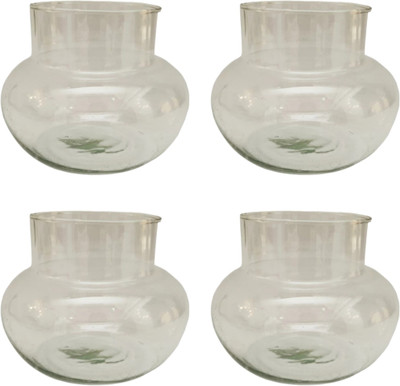 SNSHOPEE 4 pcs Decorative Glass Pots for Lucky Bamboo Plants home/office/decor Vase Plant Container Set(Pack of 4, Glass)