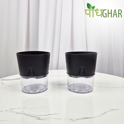 podhghar Self Watering Planters Plant Container Set(Pack of 2, Plastic)