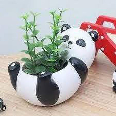 Vermartcraft Panda Resin Flower Pot and Pen holder Plant Container Set(Poly-Resin)