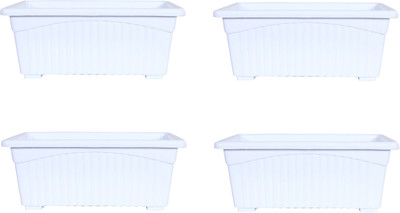 RSAL 13 inch Jupiter Rectangular Plastic Pots for Plant Container Set(Pack of 4, Plastic)