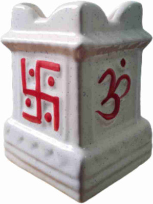 KTCeStore Exclusive Shree Tulsi Design Ceramic Pot (6.6 inch) Plant Container Set(Ceramic)