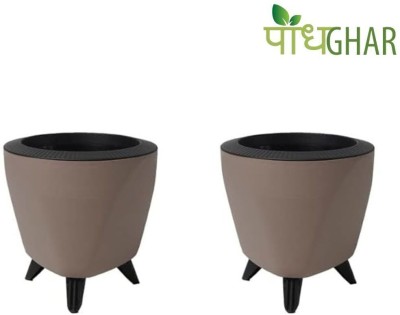 podhghar Lagos Pot Pack Of 2 Plant Container Set(Pack of 2, Plastic)