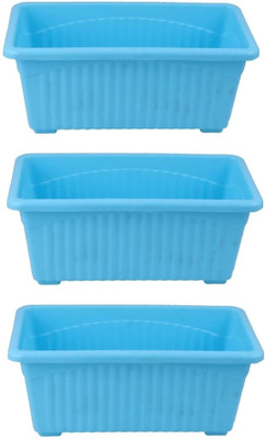 BGE Rectangular Plastic Pots for Plants, Jupiter Flower Pots for Home, Window Display, Garden Plant Container Set(Pack of 3, Plastic)