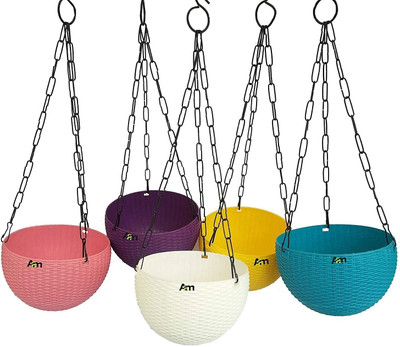 Funtastik Virajsanchi Hanging Pot Pack of 5 Plant Container Set(Pack of 5, Plastic)