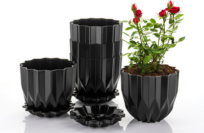 Netrowel Flower Pots with tray for Home, Garden Plant Plant Container Plant Container Set(Pack of 5, Plastic)