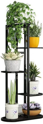 Neo Zakaria Metal 6 Pot Stand Multiple Flower Pot Holder Shelves Rack Stand For Balcony Plant Container Set(Metal)