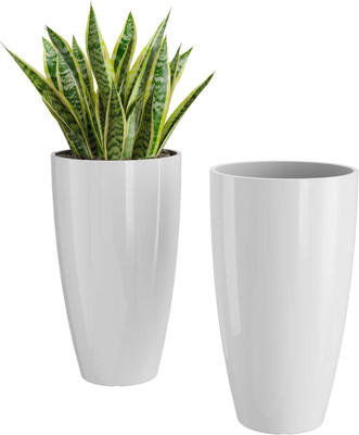 SAROJTRADERS Flower Pot Tower Plastic 14 inch Twin Towers Planter for Home & Balcony,Garden Plant Container Set(Pack of 2, Plastic)