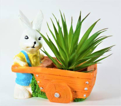 Vikarafty cute rabbit pot planter with free pack of flower seeds( without plants Plant Container Set(Terracotta)