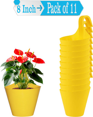 Zobby Hook Railing Pots/ Hanging Gamle For Home / Office Growing & Decoration Plant Container Set(Pack of 11, Plastic)