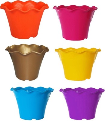 Airex Plastic Blossom Pots | Plastic Flower Pots| Plastic Plant Containers (5 inch, Pack of 6) Plant Container Set(Pack of 6, Plastic)