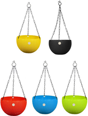 Funtastik Virajsanchi Hanging Pot Pack of 5 Plant Container Set(Pack of 5, Plastic)