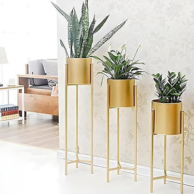 larko Larko Modern Metal Planter for Home Decor Indoor Plant Container Set(Pack of 3, Metal)