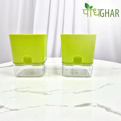 podhghar Self Watering Planters Plant Container Set(Pack of 2, Plastic)