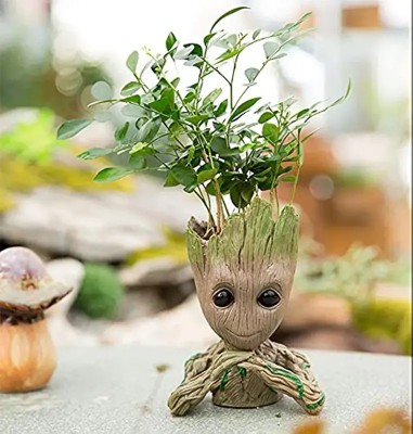 Dhruvkart Handcrafted Resin Two Hand Groot Creative Succulent Flower Pots Plant Container Set(Poly-Resin)