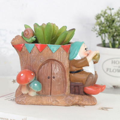 Sovincraft Musical Santa Resin Flower Pot and Pen holder Plant Container Set(Poly-Resin)