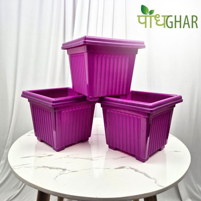 podhghar Terra Pot Plant Container Set(Pack of 3, Plastic)