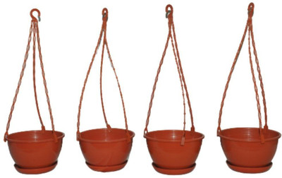 GREENLIVE Hanging Planter pot with Tray Plant Container Set(Pack of 4, Plastic)