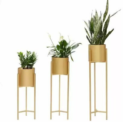 Am Home Décor Set of 3 Plant Stand High Quality and Finish Style 5 Plant Container Set(Metal)