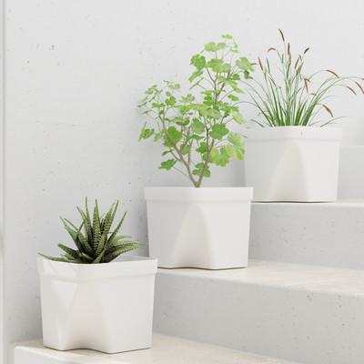 FORWAY Square Pots|Unique Design|Indoor and Outdoor Flower Pot for Home/Garden/Balcony Plant Container Set(Pack of 3, Plastic)